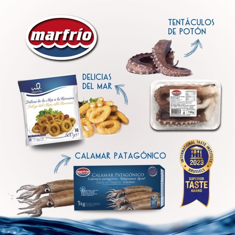 Delicias del mar, tentáculos de potón y calamar patagónico. Los productos de Marfrío, galardonados con el Superior Taste Award 2023